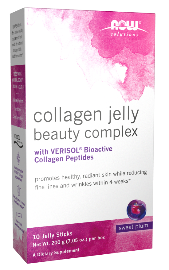 NOW Solutions, Collagen Jelly Beauty Complex, Sweet Plum Flavor, 10 Jelly Sticks