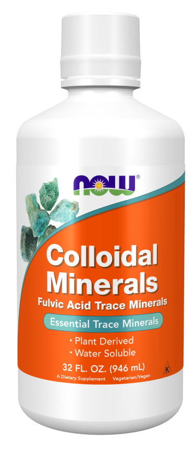 NOW Supplements, Colloidal Minerals Liquid, Plant Derived, Essential Trace Minerals, 32-Ounce