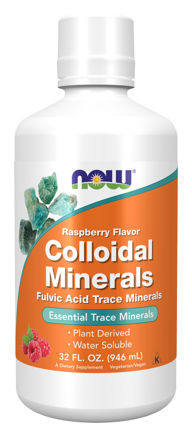 NOW Supplements, Colloidal Minerals Liquid, Plant Derived, Essential Trace Minerals, Raspberry, 32-Ounce