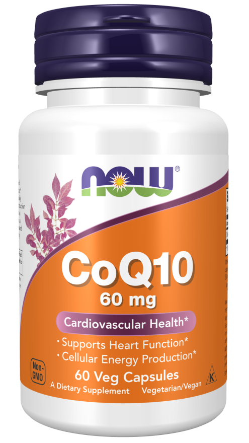NOW Supplements, CoQ10 60 mg, Pharmaceutical Grade, All-Trans Form of CoQ10 Produced by Fermentation, 60 Veg Capsules