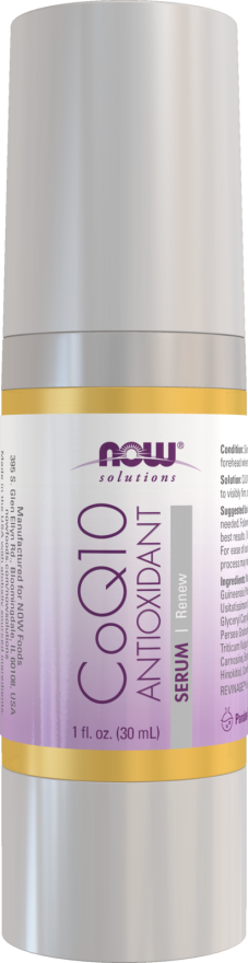 NOW Solutions, CoQ10 Antioxidant Serum, with Clinically Tested REVINAGE™ for Collagen Support, Visible Firming, 1-Ounce