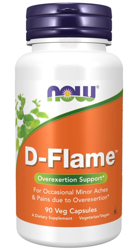 NOW Supplements, D-Flame™ with a Blend of Complementary Herbs, Overexertion Support*, 90 Veg Capsules