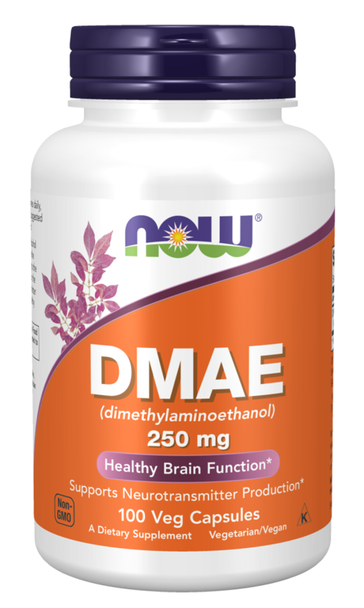 NOW Supplements, DMAE (Dimethylaminoethanol) 250 mg, Healthy Brain Function*, 100 Veg Capsules