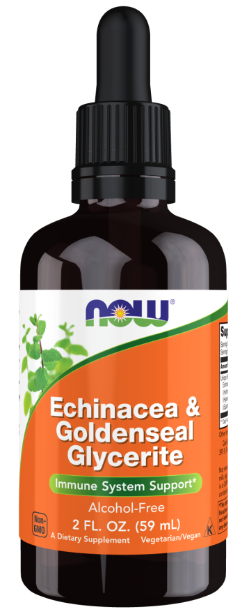 NOW Supplements, Echinacea & Goldenseal Glycerite with Dropper, Immune System Support*, 2-Ounce