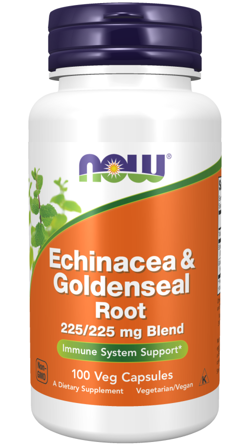 NOW Supplements, Echinacea & Goldenseal Root, 225/225 mg Blend, Immune System Support*, 100 Veg Capsules