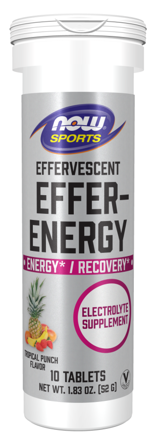 NOW Sports Nutrition, Effervescent Effer-Energy, Electrolyte Supplement, Energy*/ Recovery*, Tropical Punch, 10 Tablets