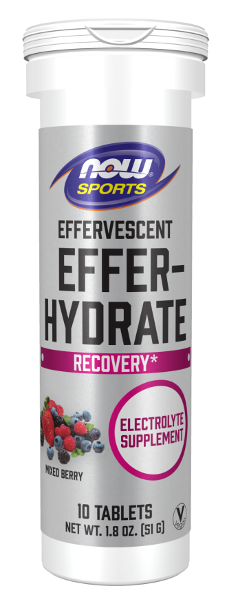 NOW Sports Nutrition, Effervescent Effer-Hydrate, Electrolyte Supplement, Recovery*, Mixed Berry, 10 Tablets