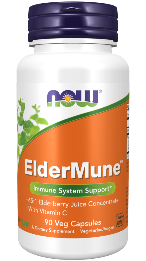 NOW Supplements, ElderMune 65:1 Elderberry Juice Concentrate With Vitamin C, Immune System Support, 90 Veg Capsules