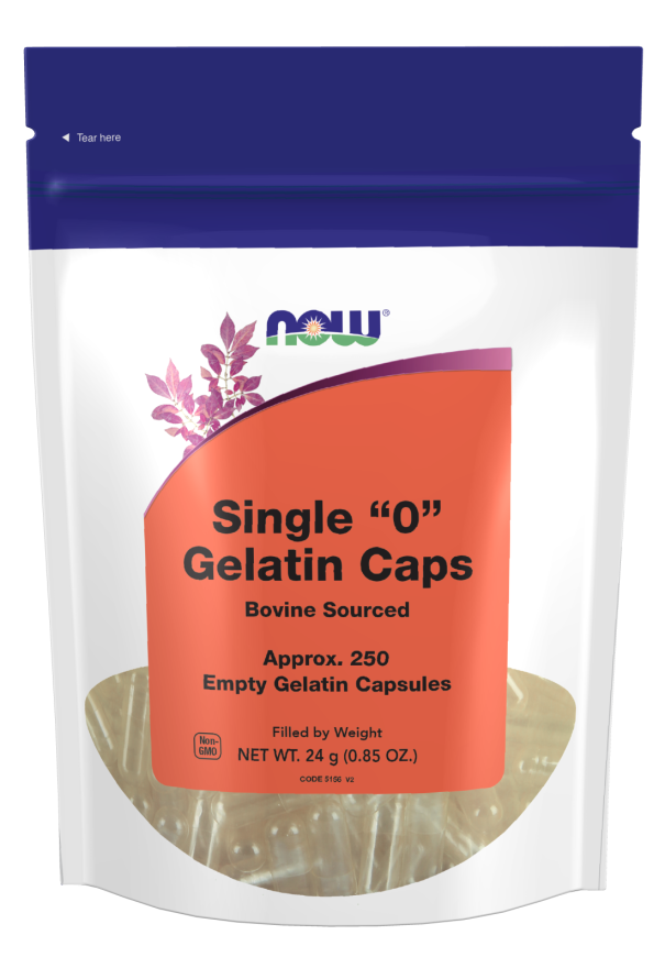 NOW Supplements, Empty Gelatin Capsules, Single "0", Bovine Sourced, Filled by Weight, 250 Gel Capsules