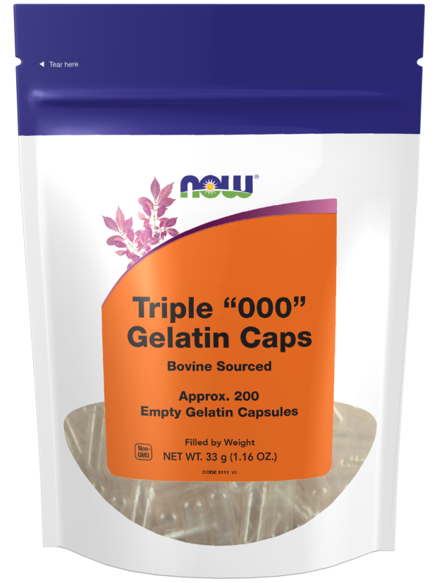 NOW Supplements, Empty Gelatin Capsules, Triple "000", Bovine Sourced, Filled by Weight, 200 Gel Capsules