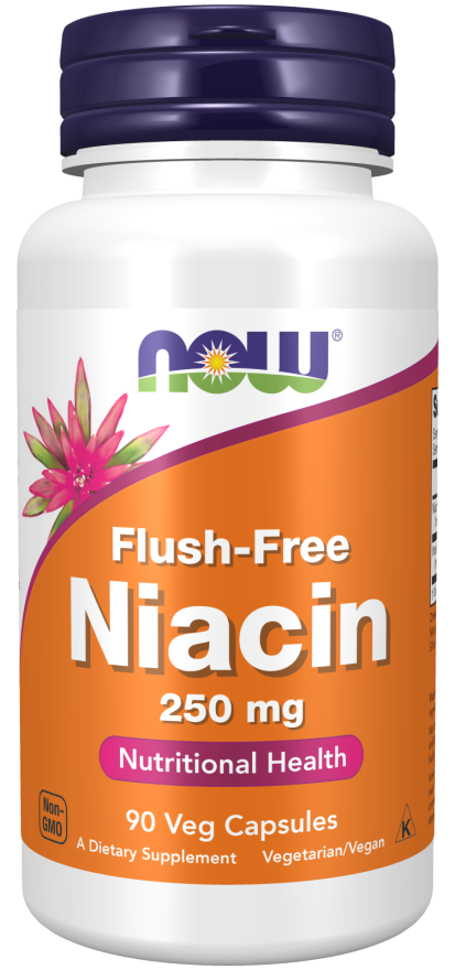 NOW Supplements, Niacin (Vitamin B-3) 250 mg, Flush-Free, Nutritional Health, 90 Veg Capsules