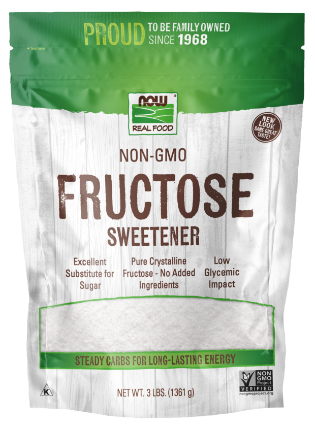 NOW Foods, Fructose, Pure Crystalline Frustose, Excellent Substitute for Sugar, Certified Non-GMO and Kosher, 3-Pound (Packaging May Vary)