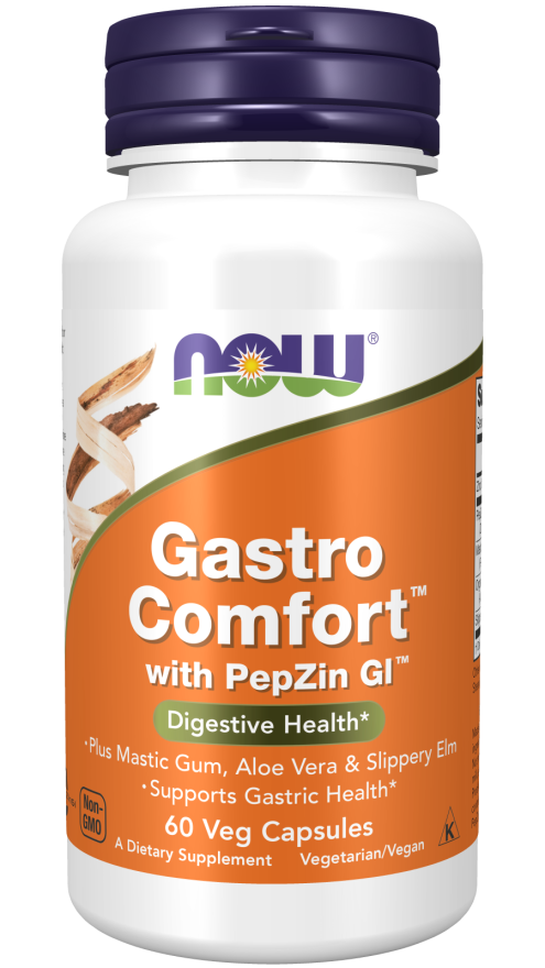 NOW Supplements, Gastro Comfort, plus Mastic Gum, Aloe Vera and Slippery Elm, 60 Veg Capsules