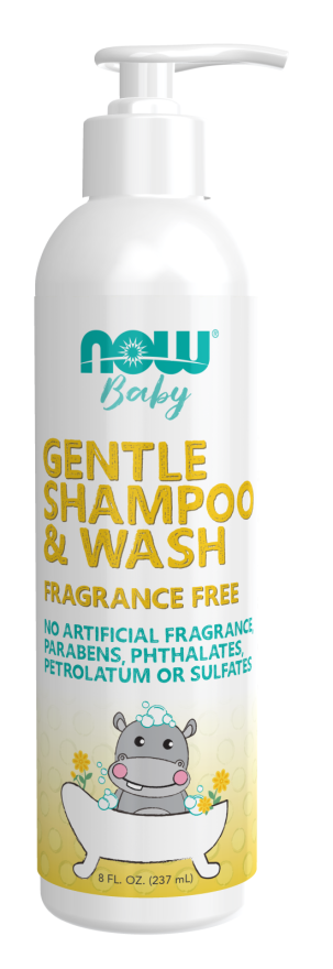 NOW Baby, Gentle Shampoo & Wash, Fragrance Free with No Artificial Fragrance, Parabens, Phthalates, Petrolatum or Sulfates, 8-Ounce