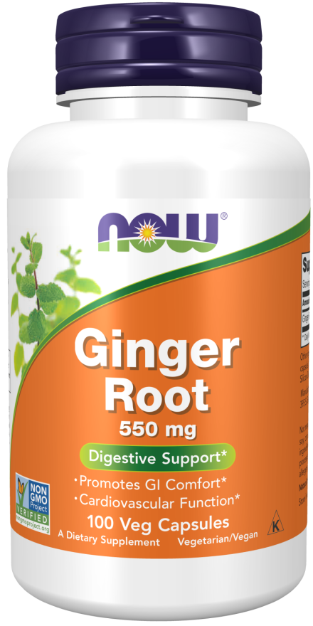 NOW Supplements, Ginger Root (Zingiber officinale) 550 mg, Digestive Support*, 100 Veg Capsules