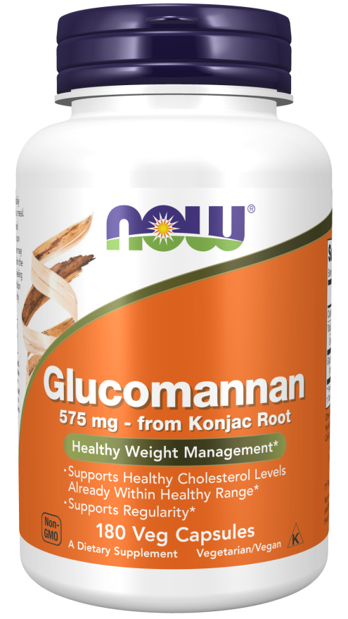 NOW Supplements, Glucomannan (Amorphophallus konjac) 575 mg, Supports Regularity*, Healthy Weight Management*, 180 Veg Capsules