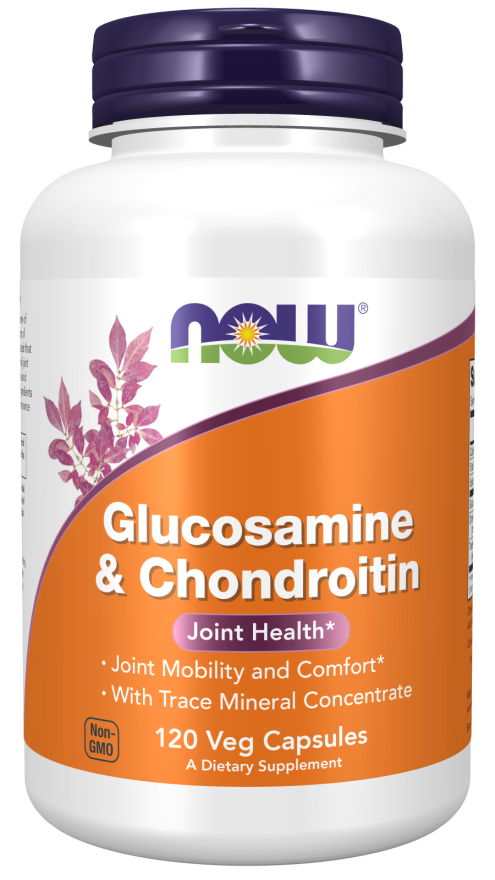 NOW Supplements, Glucosamine & Chondroitin, with Trace Mineral Concentrate and Alfalfa, 120 Veg Capsules