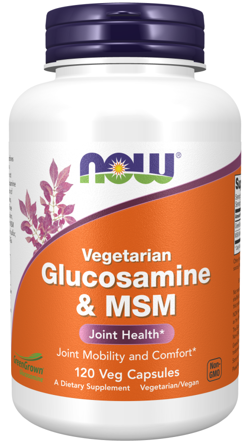 NOW Supplements, Glucosamine & MSM (GreenGrown® Glucosamine), Vegetarian, 120 Veg Capsules