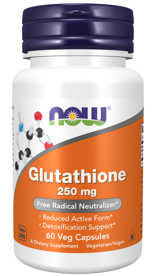 NOW Supplements, Glutathione 250 mg, Detoxification Support*, Free Radical Neutralizer*, 60 Veg Capsules