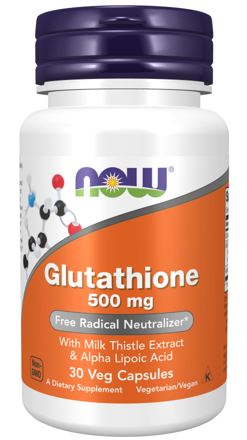 NOW Supplements, Glutathione 500 mg, With Milk Thistle Extract & Alpha Lipoic Acid, Free Radical Neutralizer*, 30 Veg Capsules