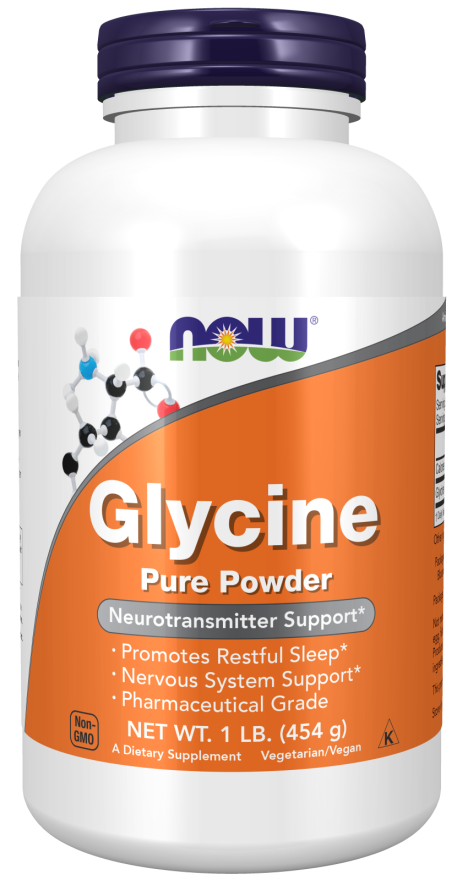 NOW Supplements, Glycine Pure Powder, Promotes Restful Sleep*, Neurotransmitter Support*, 1-Pound