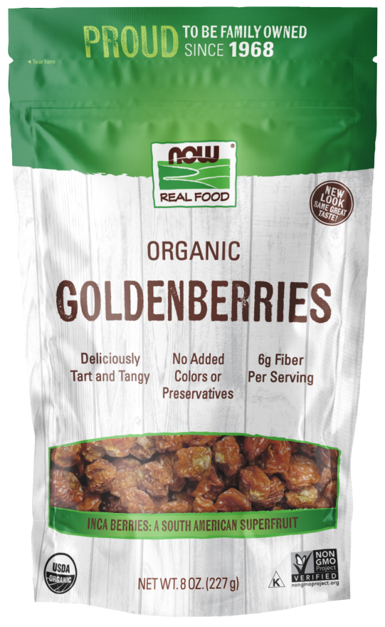 NOW Foods, Organic GoldenBerries, South American Superfruit with Fiber, Potassium, and Vitamin A, 8-Ounce (Packaging May Vary)