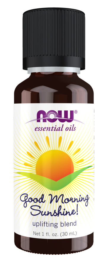 NOW Essential Oils, Good Morning Sunshine Aromatherapy Blend, Soothing Aromatherapy Scent, Blend of Pure Essential Oils, Vegan, Child Resistant Cap, 1-Ounce