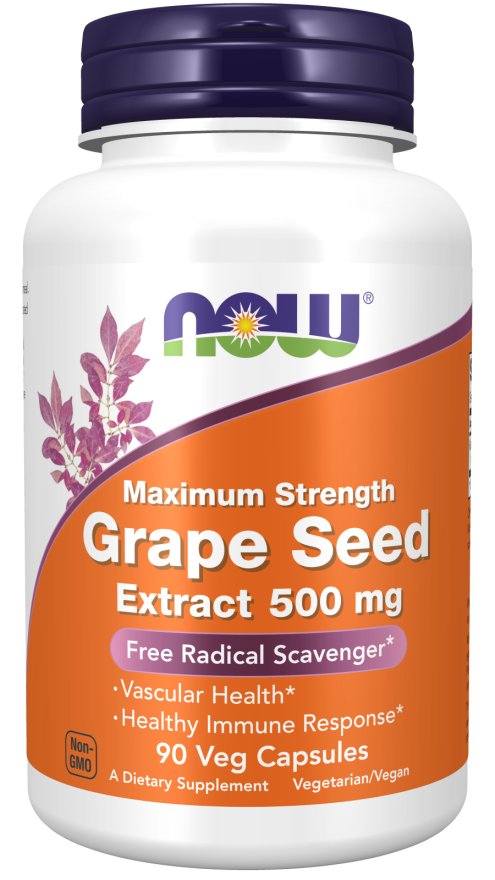 NOW Grape Seed Extract, Maximum Strength 500 mg - 90 Veg Capsules