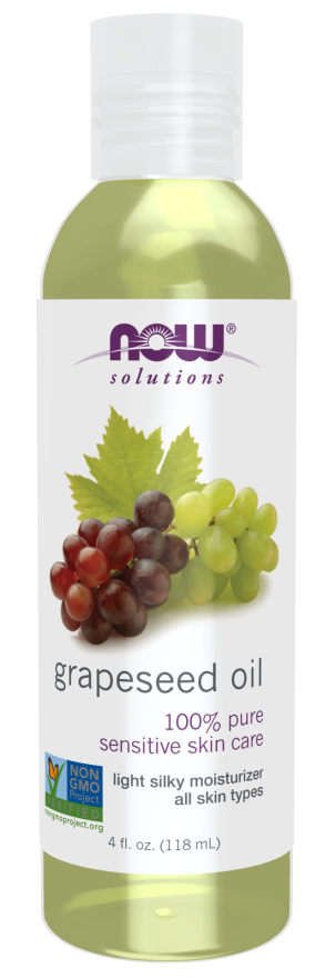 NOW Solutions, Grapeseed Oil, Skin Care for Sensitive Skin, Light Silky Moisturizer for All Skin Types, 4-Ounce