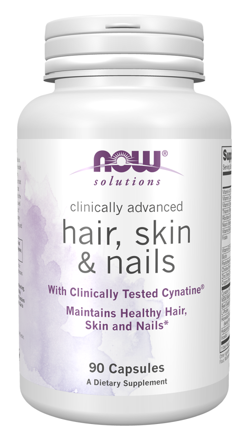 NOW Solutions, Hair, Skin and Nails, Clinically Advanced, Support with Clinically Tested Cynatine®, 90 Veg Capsules