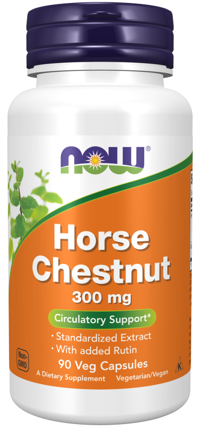 NOW Supplements, Horse Chestnut 300 mg with Added Rutin, Circulatory Support*, 90 Veg Capsules