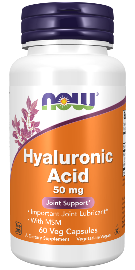 NOW Supplements, Hyaluronic Acid 50 mg with MSM, Joint Support*, 60 Veg Capsules (Pack of 1)