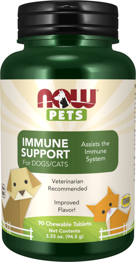 NOW Pet Health, Immune Support Supplement, Formulated for Cats & Dogs, NASC Certified, 90 Chewable Tablets