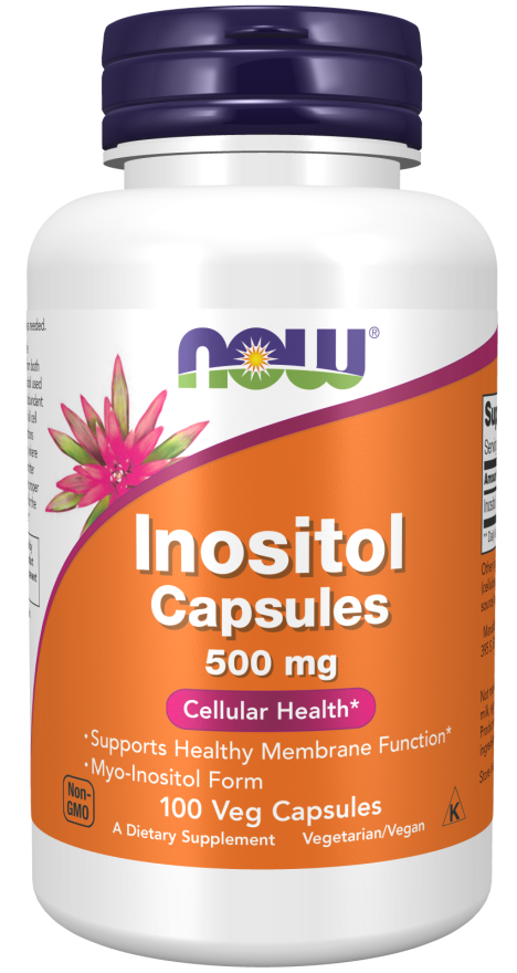 NOW Supplements, Inositol 500 mg, Healthy Membrane Function*, Cellular Health*, 100 Veg Capsules