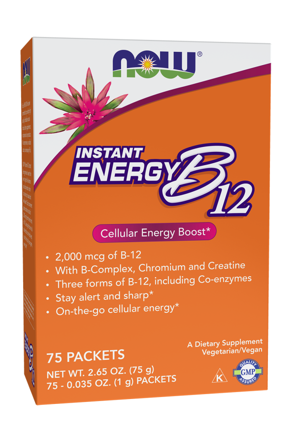 NOW Supplements, Instant Energy B-12 (2,000 mcg of B-12 per packet), Cellular Energy Boost*, 75 Packets