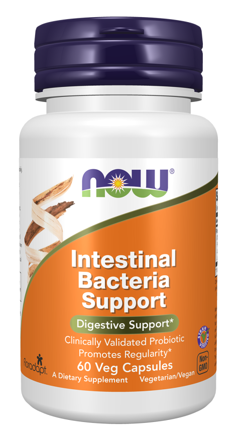 NOW Intestinal Bacteria Support, Clinically Validated Probiotic, Promotes Regularity*, 60 Veg Capsules