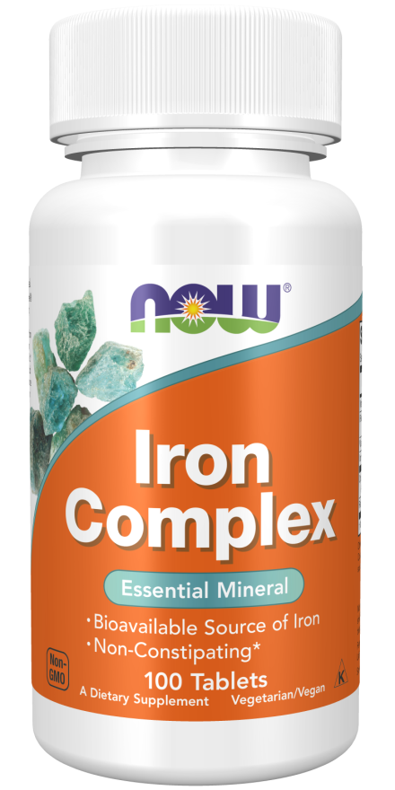 NOW Supplements, Iron Complex, Non-Constipating*, Essential Mineral, 100 Tablets