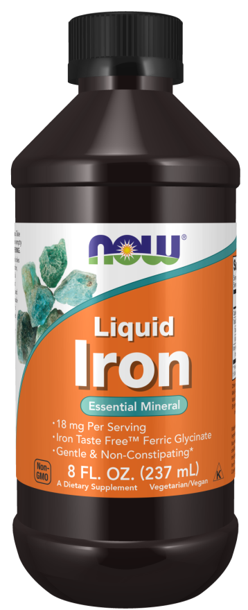 NOW Supplements, Iron Liquid 18 mg, Non-Constipating*, Essential Mineral, 8-Ounce
