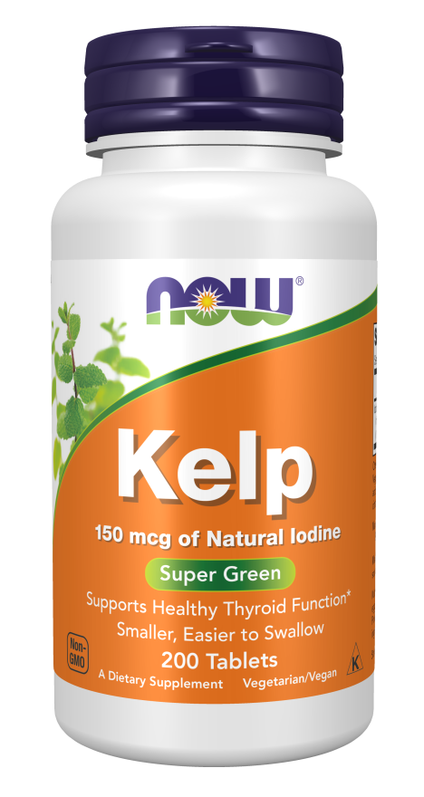 NOW Supplements, Kelp 150 mcg of Natural Iodine, Easier to Swallow Tablet, Super Green, 200 Tablets