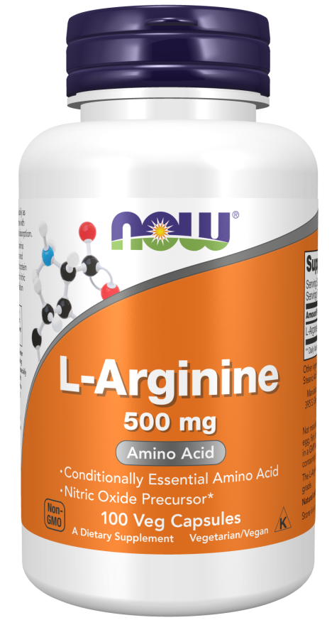NOW Supplements, L-Arginine 500 mg, Nitric Oxide Precursor*, Amino Acid, 100 Veg Capsules