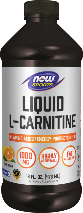 NOW Sports Nutrition, L-Carnitine Liquid 1000 mg, Highly Absorbable, Citrus, 16-Ounce