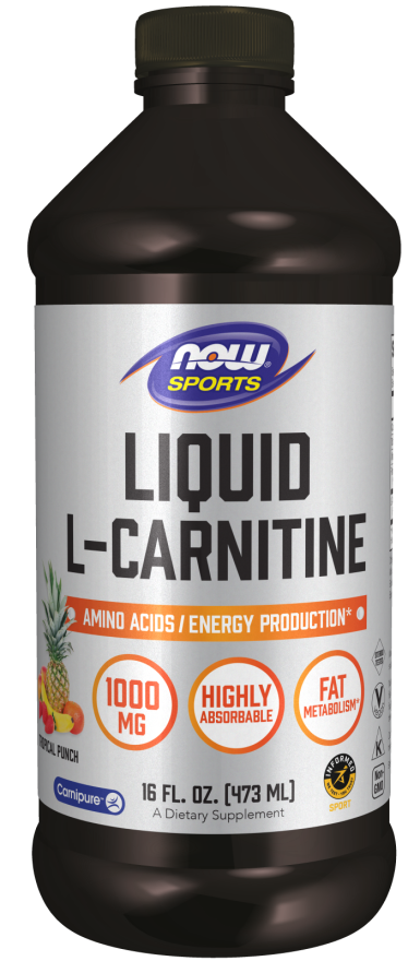 NOW Sports Nutrition, L-Carnitine Liquid 1,000 mg, Highly Absorbable, Tropical Punch, 16-Ounce