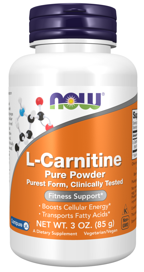 NOW Supplements, L-Carnitine (L-Carnitine Tartrate) Pure Powder, Boosts Cellular Energy, Amino Acid, 3-Ounce