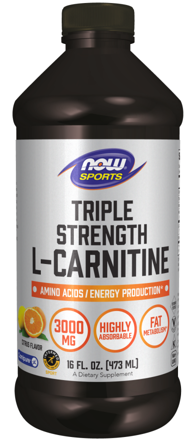NOW Sports Nutrition, L-Carnitine Liquid, Triple Strength 3000 mg, Citrus, 16-Ounce
