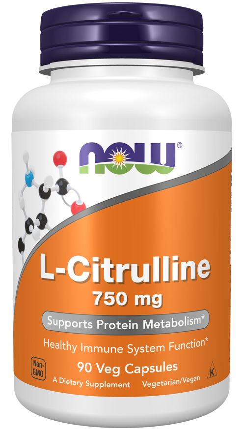 NOW Supplements, L-Citrulline 750 mg, Supports Protein Metabolism*, Amino Acid, 90 Veg Capsules