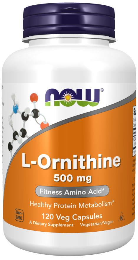 NOW Supplements, L-Ornithine (L-Ornithine Hydrochloride) 500 mg, Amino Acid, 120 Veg Capsules