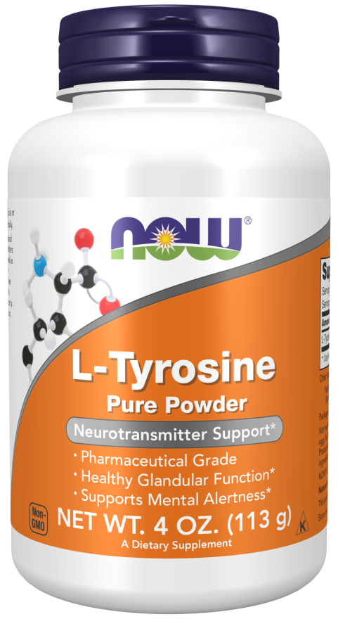 NOW Supplements, L-Tyrosine Powder, Free-Form, Neurotransmitter Support*, Amino Acid, 4-Ounce