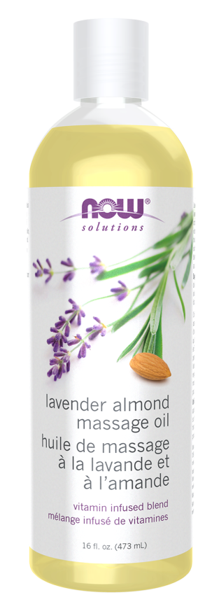 NOW Solutions, Lavender Almond Massage Oil, Vitamin Infused Blend, Therapeutic and Soothing, 16-Ounce