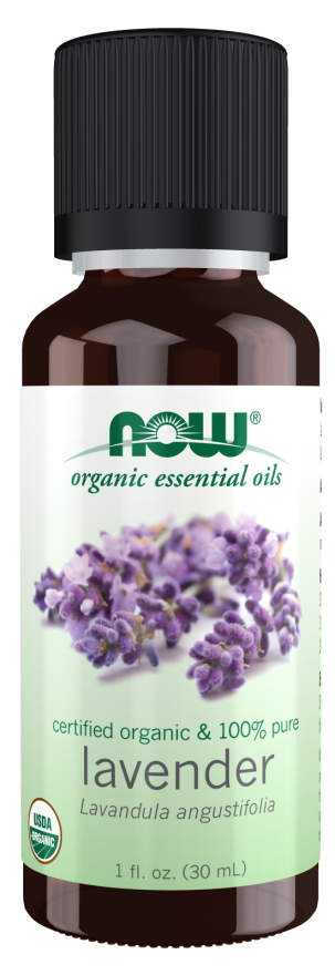 NOW Essential Oils, Organic Lavender Oil, Soothing Aromatherapy Scent, Steam Distilled, 100% Pure, Vegan, Child Resistant Cap, 1-Ounce