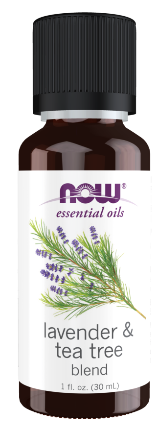 NOW Essential Oils, Lavender & Tea Tree Oil, Stimulating Aromatherapy Scent, Blend of Pure Lavender Oil and Pure Tea Tree Oil, Vegan, Child Resistant Cap, 1-Ounce